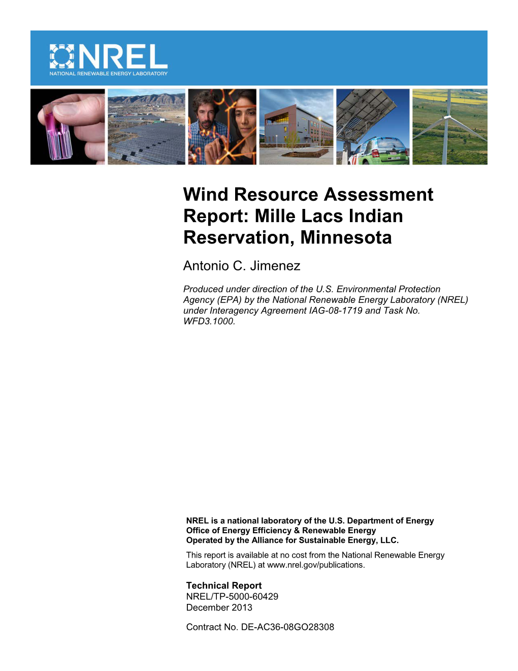 Wind Resource Assessment Report: Mille Lacs Indian Reservation, Minnesota Antonio C