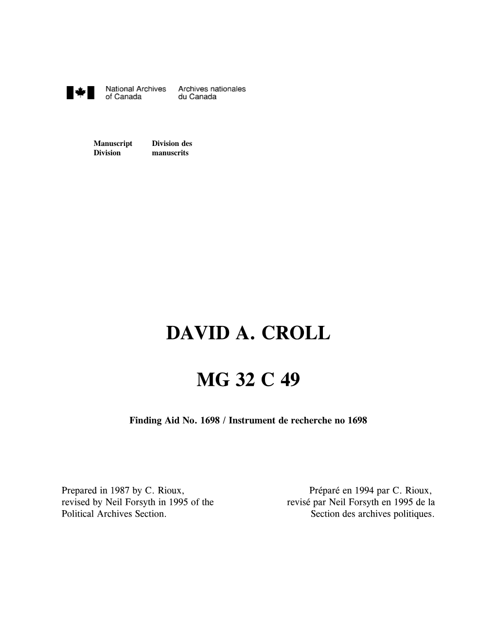 David A. Croll Mg 32 C 49