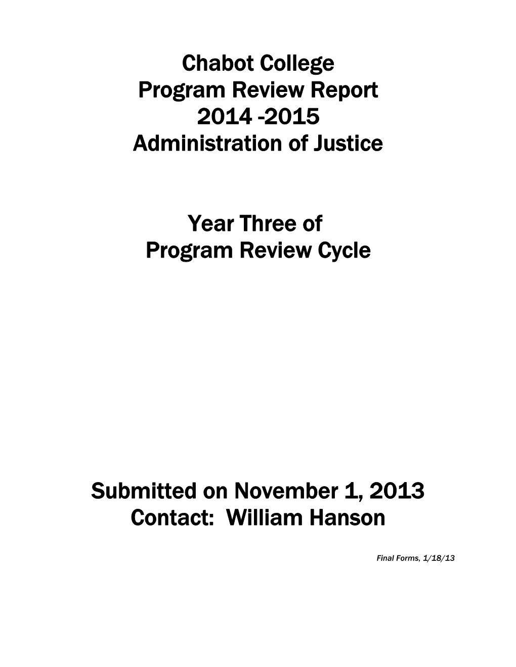 Program Review Report
