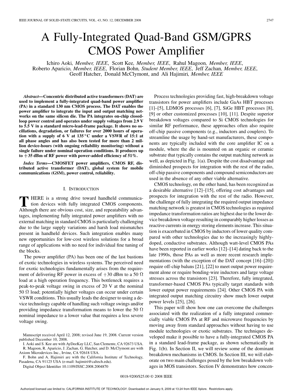 A Fully-Integrated Quad-Band Gsm/Gprs Cmos Power Amplifier 2749