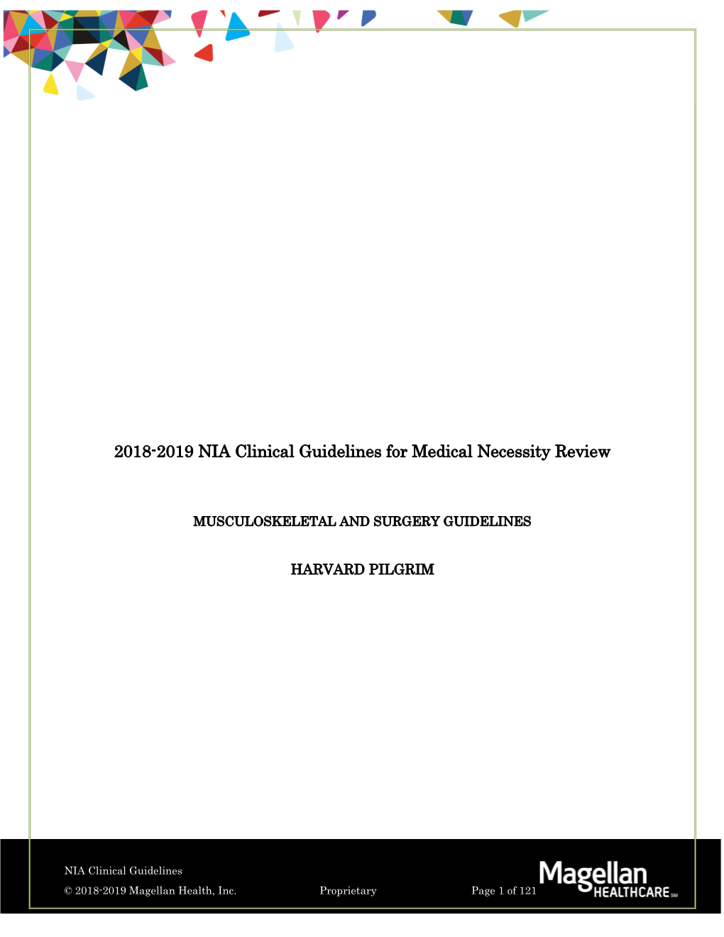 2018-2019 NIA Clinical Guidelines for Medical Necessity Review