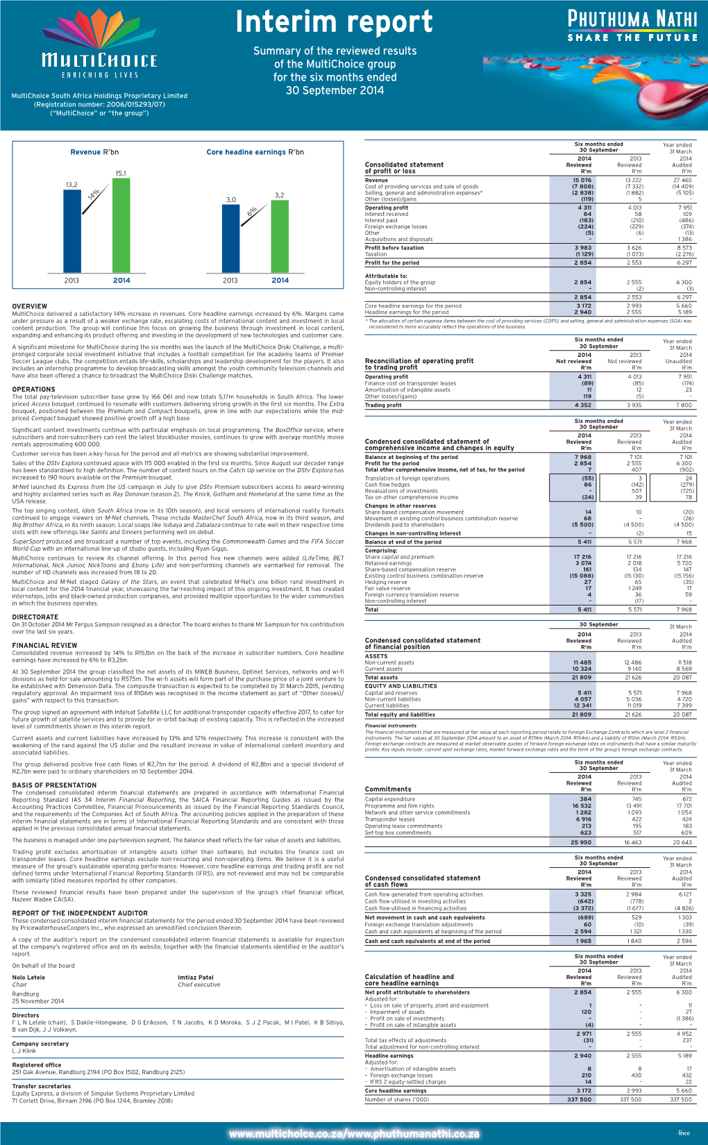 1H FY15 MCSA Interim Report