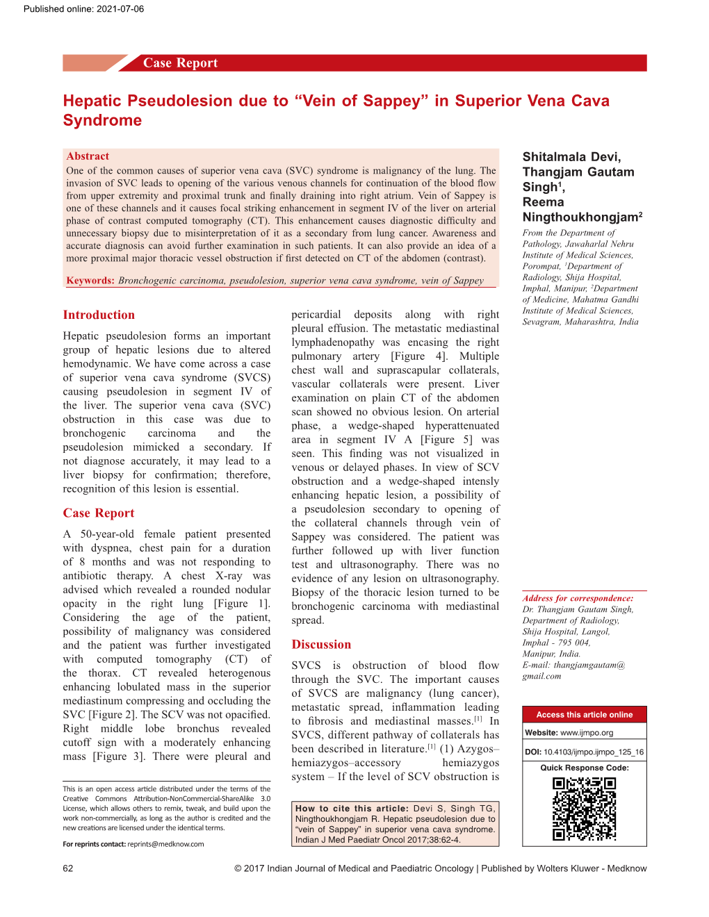 In Superior Vena Cava Syndrome