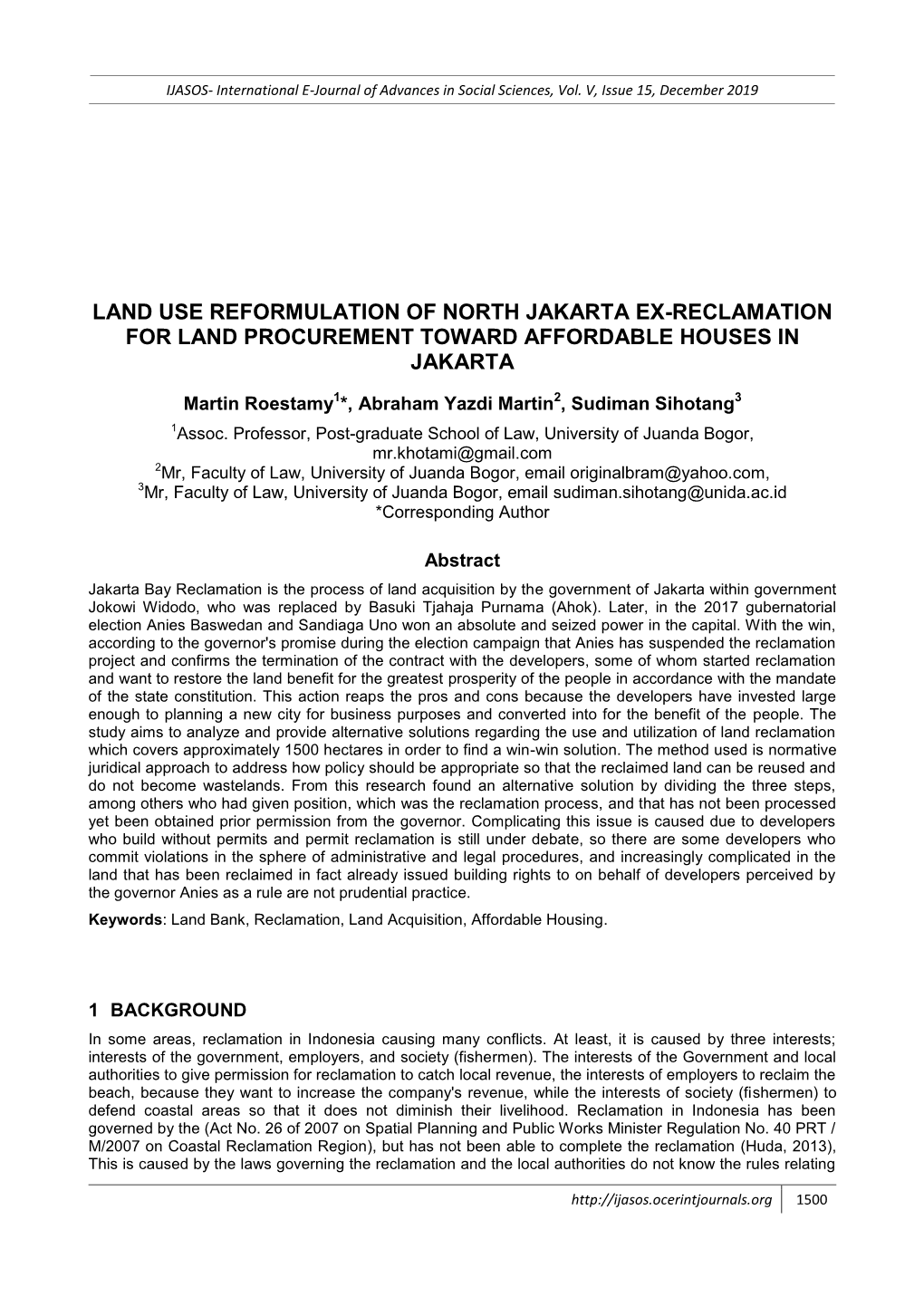 Land Use Reformulation of North Jakarta Ex-Reclamation for Land Procurement Toward Affordable Houses in Jakarta