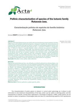 Pollinic Characterization of Species of the Botanic Family Rutaceae Juss