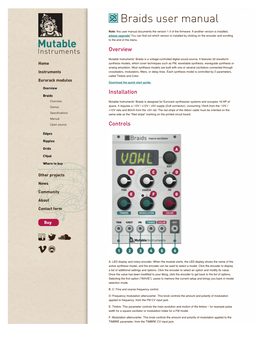 Modules – Braids – User Manual | Mutable Instruments