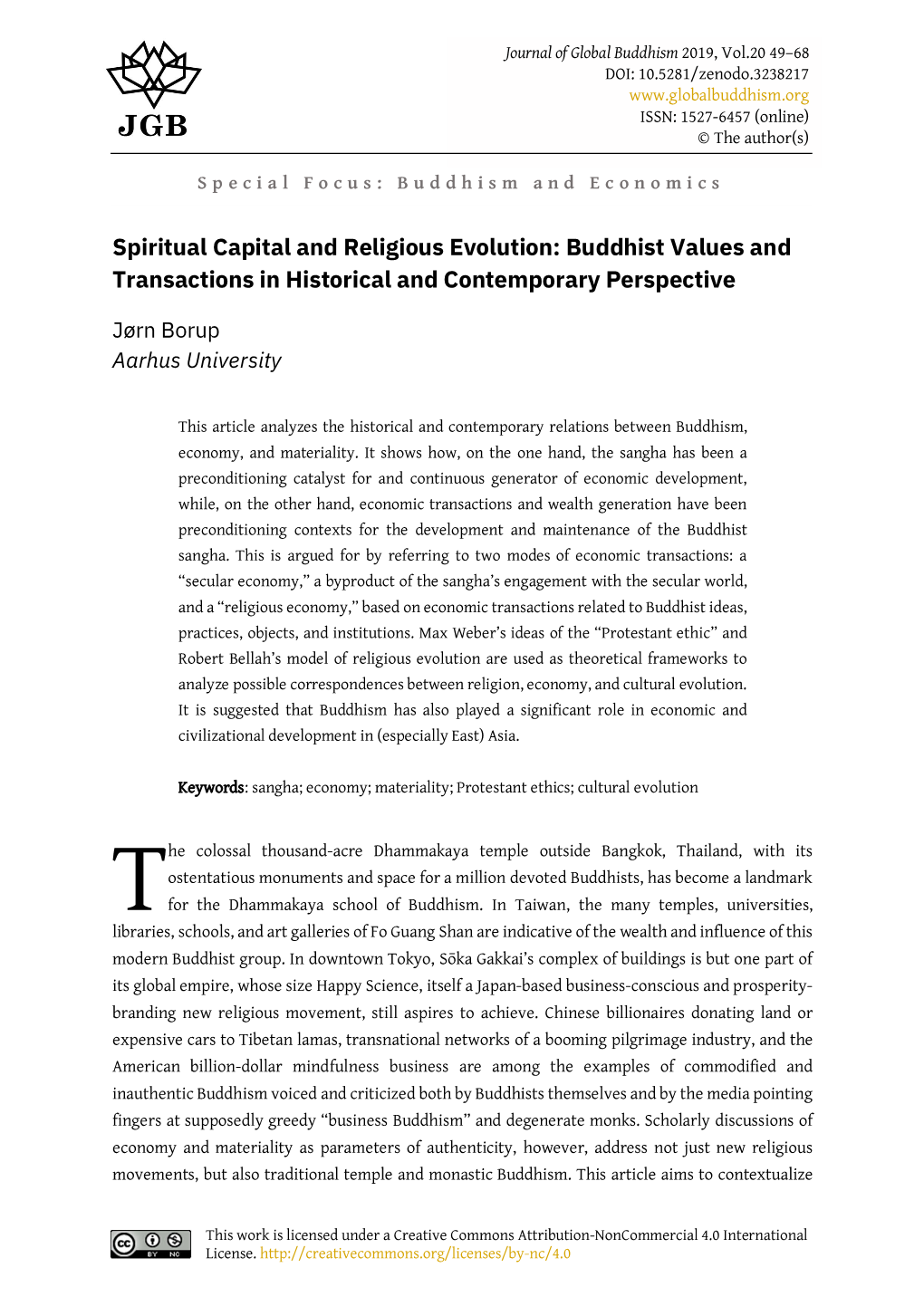 Spiritual Capital and Religious Evolution: Buddhist Values and Transactions in Historical and Contemporary Perspective