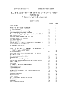 Land Registration for the Twenty-First Century a Consultative Document