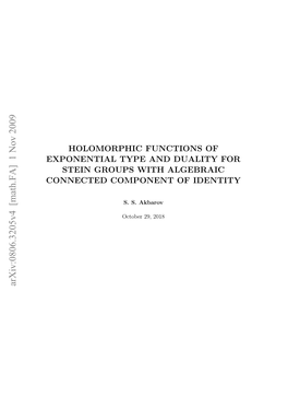 Holomorphic Functions of Exponential Type and Duality for Stein Groups