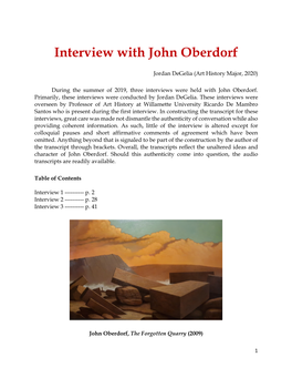 Interview with John Oberdorf