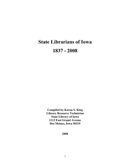 State Librarians of Iowa 1837