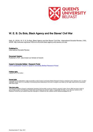 W. E. B. Du Bois, Black Agency and the Slaves' Civil War