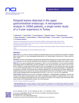 Polypoid Lesions Detected in the Upper Gastrointestinal Endoscopy: a Retrospective Analysis in 19560 Patients, a Single-Center Study of a 5-Year Experience in Turkey