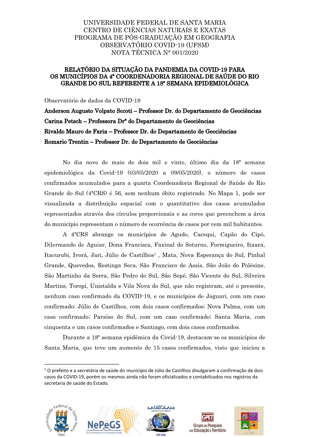 Nota Técnica N° 001/2020