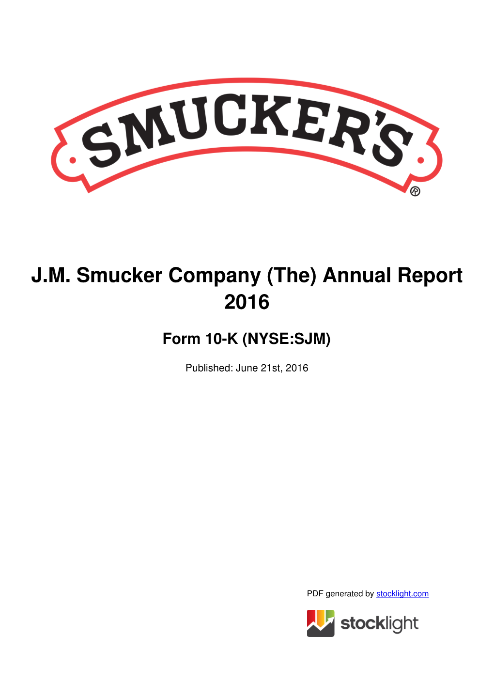 JM Smucker Company (The) Annual Report 2016