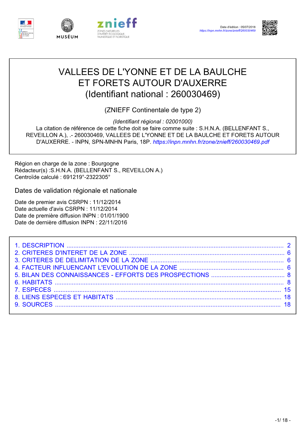 VALLEES DE L'yonne ET DE LA BAULCHE ET FORETS AUTOUR D'auxerre (Identifiant National : 260030469)