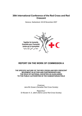 30Th International Conference of the Red Cross and Red Crescent