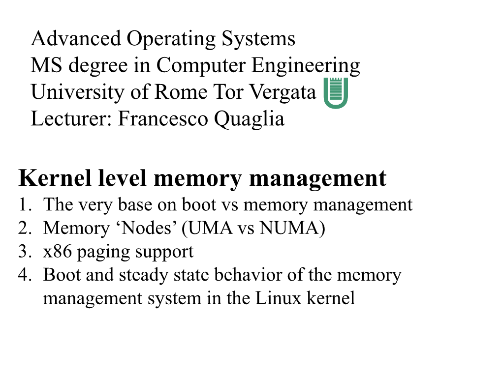 Kernel Level Memory Management 1