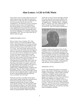 Alan Lomax: a Life in Folk Music