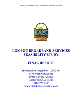 Lompoc Broadband Services Feasibility Study Final Report