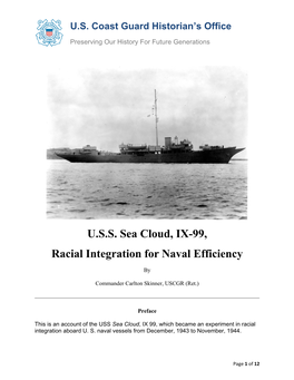 U.S.S. Sea Cloud, IX-99, Racial Integration for Naval Efficiency