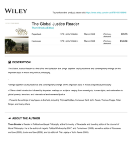 The Global Justice Reader Thom Brooks (Editor)