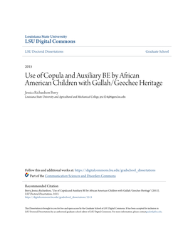 Use of Copula and Auxiliary BE by African American Children With