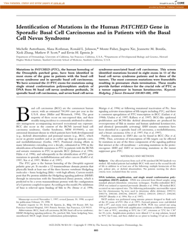 Identification of Mutations in the Human PATCHED Gene In