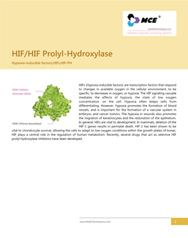 HIF/HIF Prolyl-Hydroxylase Hypoxia-Inducible Factors;Hifs;HIF-PH