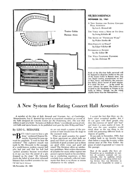 A NEW SYSTEM for RATING CONCERT HALL ACOUSTICS by Leo L