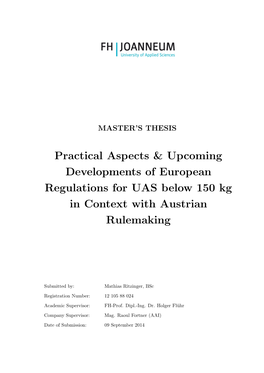 2014: Master Thesis Ritzinger About European UAS Rulemaking