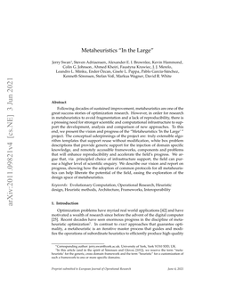 Metaheuristics ``In the Large''