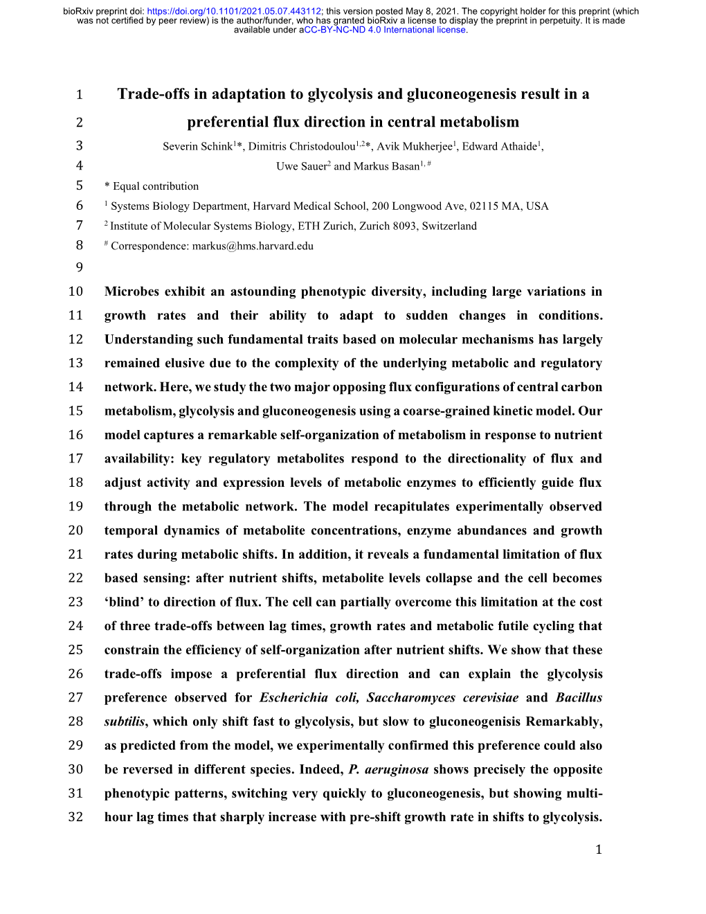 Trade-Offs in Adaptation to Glycolysis and Gluconeogenesis Result in A