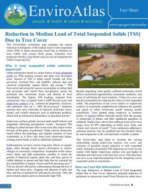 Reduction in Median Load of Total Suspended Solids (TSS) Due To