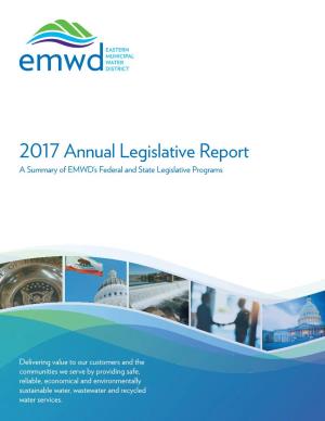 Annual Legislative Report a Summary of EMWD’S Federal and State Legislative Programs