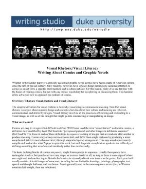 Visual Rhetoric/Visual Literacy: Writing About Comics and Graphic Novels