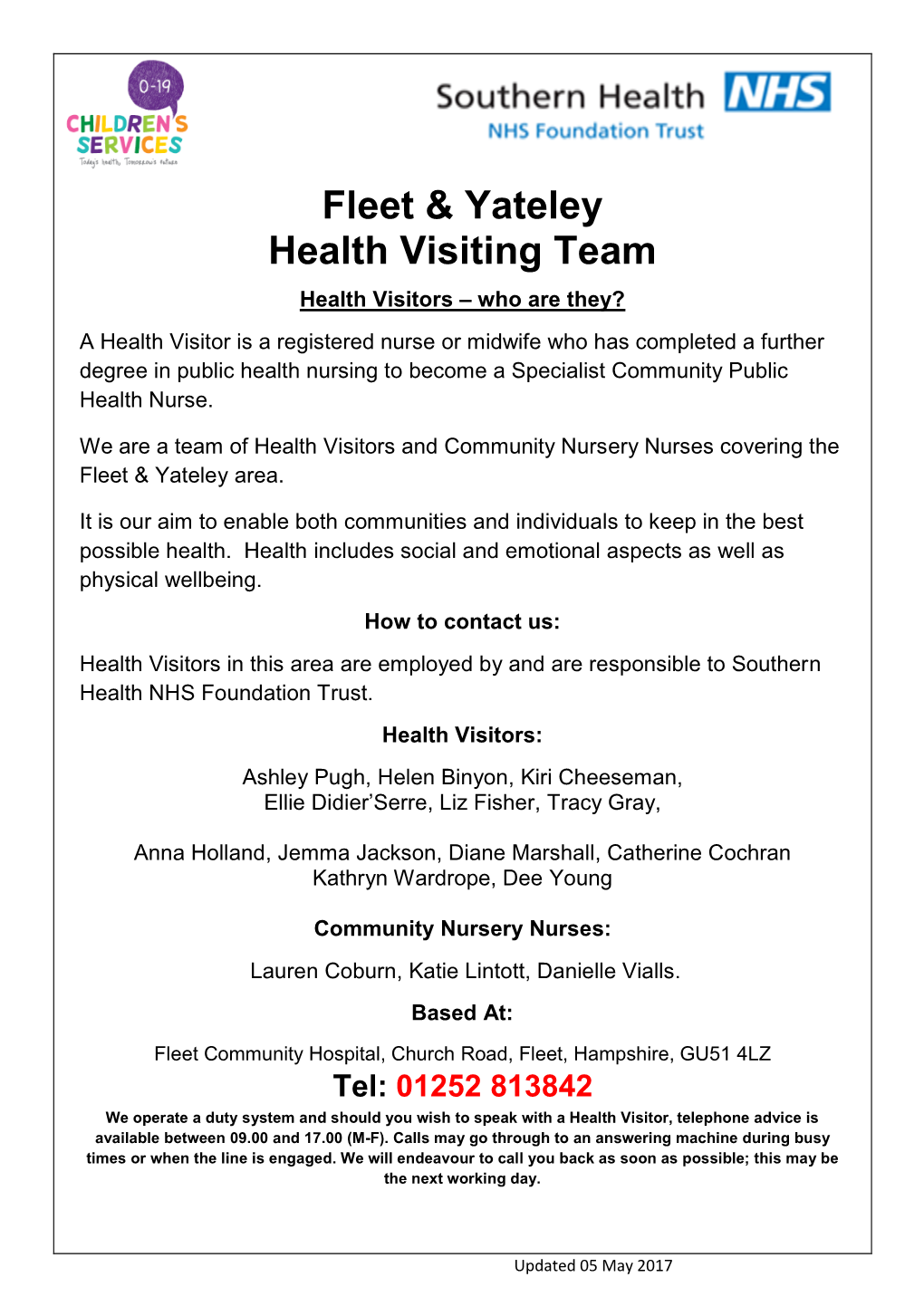 Fleet & Yateley Health Visiting Team