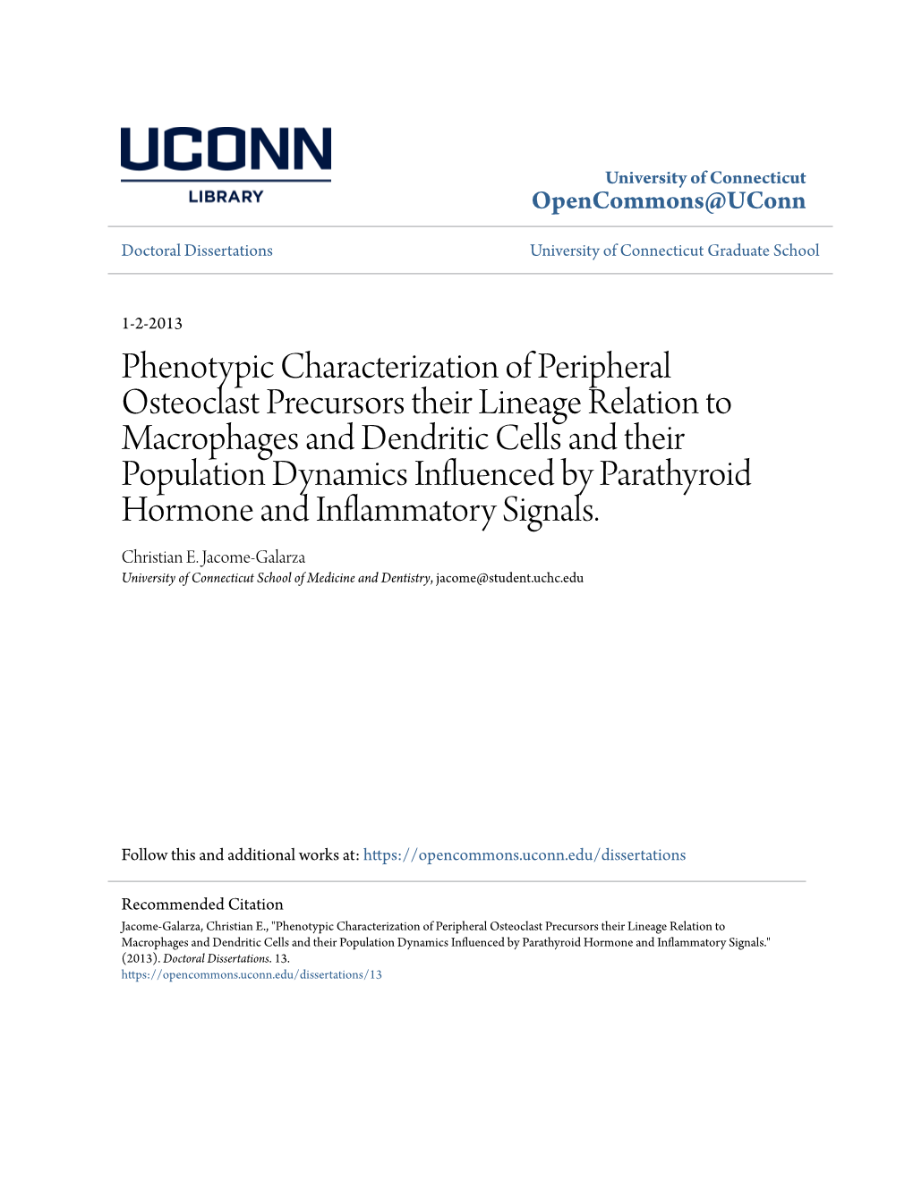 Phenotypic Characterization of Peripheral Osteoclast Precursors