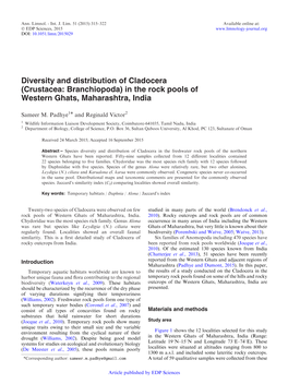 Diversity and Distribution of Cladocera \(Crustacea: Branchiopoda\)