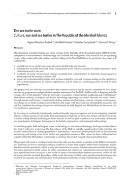 Culture, War and Sea Turtles in the Republic of the Marshall Islands