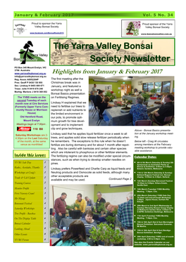 The Yarra Valley Bonsai Society Newsletter