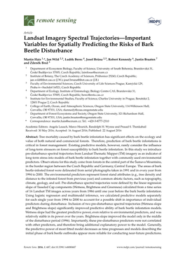 Landsat Imagery Spectral Trajectories—Important Variables for Spatially Predicting the Risks of Bark Beetle Disturbance