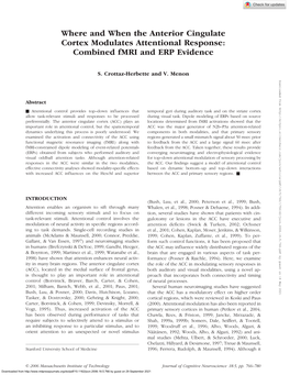 Where and When the Anterior Cingulate Cortex Modulates Attentional Response: Combined Fmri and ERP Evidence