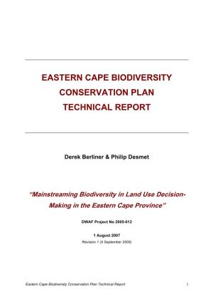 Eastern Cape Biodiversity Conservation Plan Technical Report