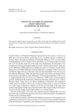 Status of Agathis Flavescens (Araucariaceae) in Peninsular Malaysia