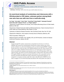An Event-Level Analysis of Condomless Anal Intercourse With