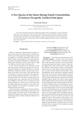 A New Species of the Ghost Shrimp Family Ctenochelidae (Crustacea: Decapoda: Axiidea) from Japan