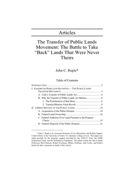 John C. Ruple: the Transfer of Public Lands Movement