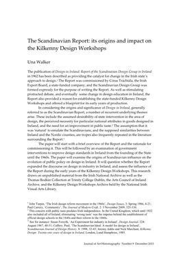 The Scandinavian Report: Its Origins and Impact on the Kilkenny Design Workshops