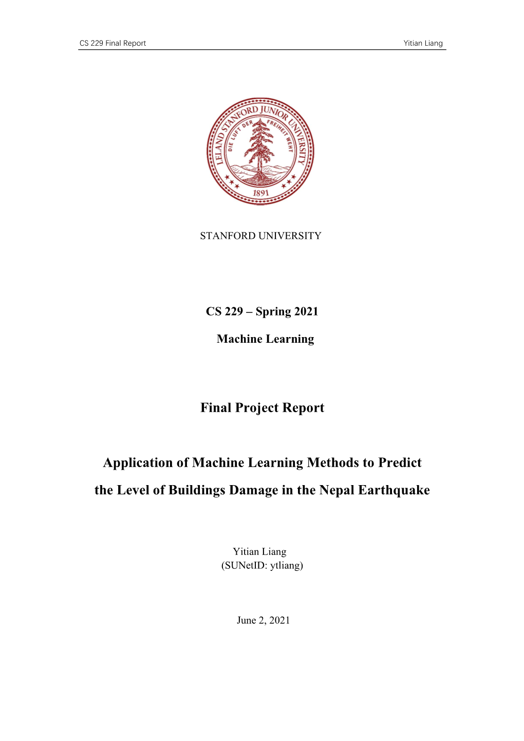 Final Project Report Application of Machine Learning Methods To